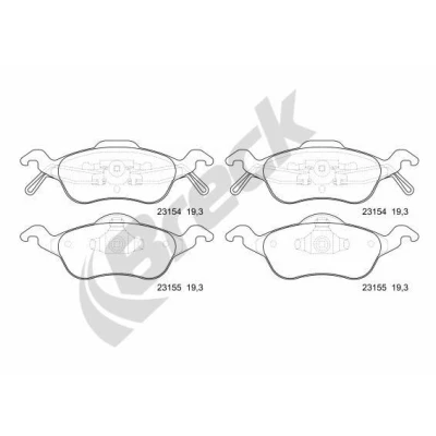 Billede af BRECK 23154 00 702 Bremseklodser Ikke forberedt til slidindikator FORD: Focus Mk1 Hatchback, Stationcar, Sedan