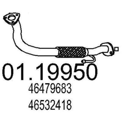 Billede af MTS 01.19950 Udstødningsrør 750 foran til mellemlydpotte FIAT: Punto I Cabriolet