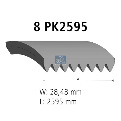 Billede af DT Spare Parts 1.21852 Kileribberem 2595mm 8 EPDM (ethyl propylen dien gummi)