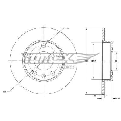 Billede af TOMEX brakes TX 73 72 Bremseskiver bagaksel 264 10 5 105 fuldstændigt lakeret OPEL: Astra K Sports Tourer, Hatchback
