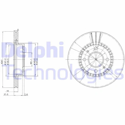 Billede af DELPHI BG3134 Bremseskiver 247 18 4 ventileret olieret ubehandlet uden hjullejer, ABS sensorring NISSAN: ALMERA 1