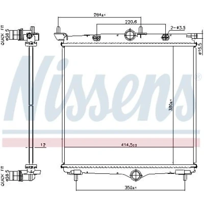 Billede af NISSENS 607031 Radiator Aluminium 380 414 12 Loddet køleripper