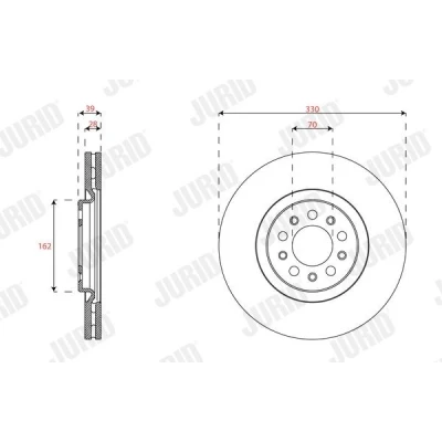 Billede af JURID 563683JC 1 Bremseskiver 330 28 5 110 ventileret coatet uden skruer JEEP: Renegade SUV