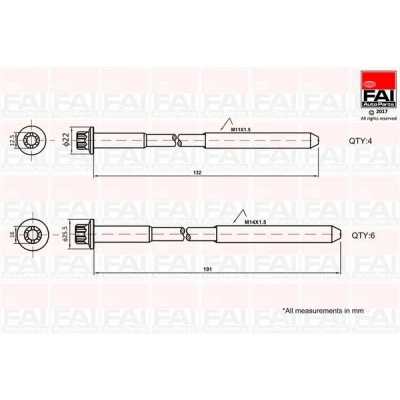Billede af FAI AutoParts B1625 Strækbolte ydre torx 4, 6 FIAT: Ducato III Bus, IVECO: Daily
