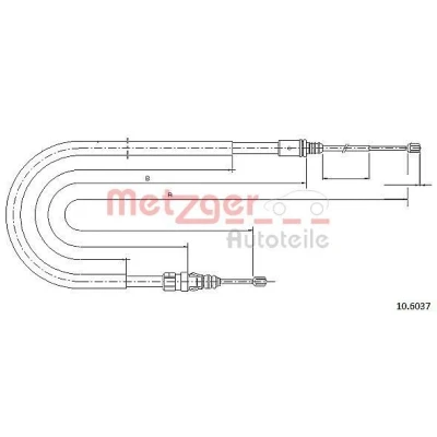 Billede af METZGER 10.6037 Håndbremsekabel bagved til venstre, højre, venstre 1910/1105 COFLE PEUGEOT: 207 SW, 208 I Hatchback, Hatchback