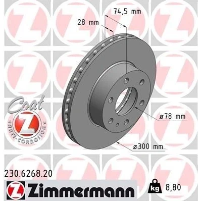 Billede af Bremseskive ZIMMERMANN 230.6268.20