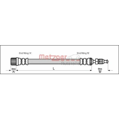 Billede af METZGER 4113258 Bremseslange 470 M10 x 1 PEUGEOT: 405 I Sedan