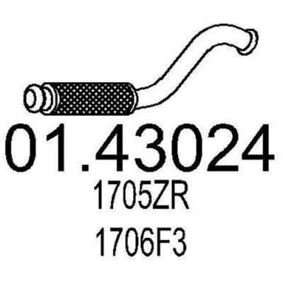 Billede af MTS 01.43024 Udstødningsrør 560 foran til mellemlydpotte CITROËN: C4 II Hatchback, I PEUGEOT: 5008