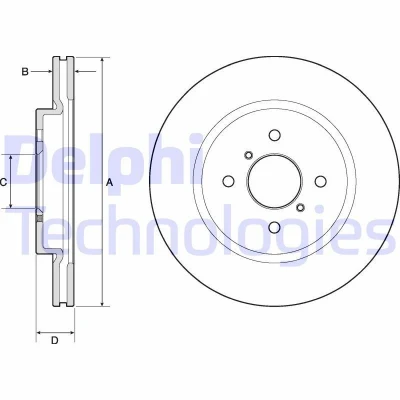 Billede af DELPHI BG4750C Bremseskiver 272 22 4 ventileret coatet ubehandlet uden hjullejer, ABS sensorring SUZUKI: SWIFT