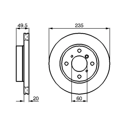 Billede af BOSCH 0 986 478 450 Bremseskiver 234,8 20 4 100 ventileret, indvendigt ventileret olieret