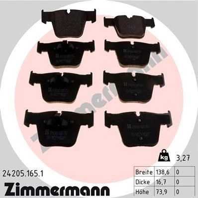 Billede af ZIMMERMANN 24205.165.1 Bremseklodser Forberedt til slidindikator Billede svarer leveringsomfang, med fjeder MERCEDES BENZ: S klasse Sedan
