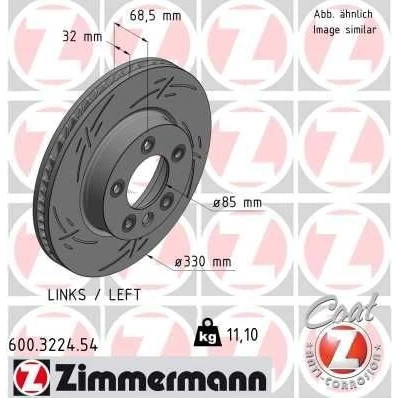 Billede af ZIMMERMANN BLACK Z 600.3224.54 Bremseskiver 330 32 6/5 5 130 indvendigt ventileret, opslidset coatet højkarboniseret VOLKSWAGEN: Touareg I, II