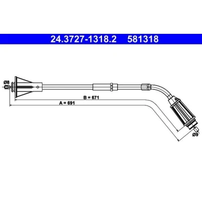 Billede af ATE 24.3727 1318.2 Håndbremsekabel 691 VOLVO: S80 II