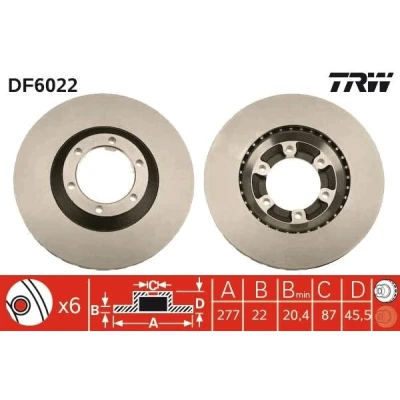 Billede af TRW DF6022 Bremseskiver 277 22 6 108 ventileret