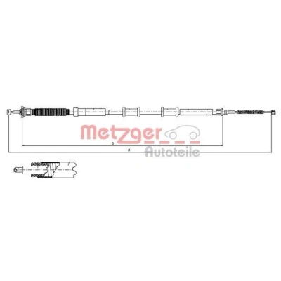 Billede af METZGER 12.0716 Håndbremsekabel bagved til højre 1660/1394 COFLE FIAT: Grande Punto Hatchback, III Hatchback