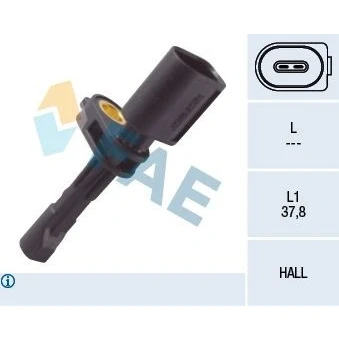 Billede af FAE 78106 ABS Sensor bagaksel uden kabel Hall princip 2 VOLKSWAGEN: Golf 7, Caddy 3, 7 Variant, SKODA: Superb III Hatchback