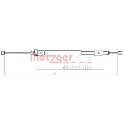 Billede af METZGER 10.4707 Håndbremsekabel bagved til højre 1850/1510 Tromlebremse COFLE CITROËN: Berlingo / First I
