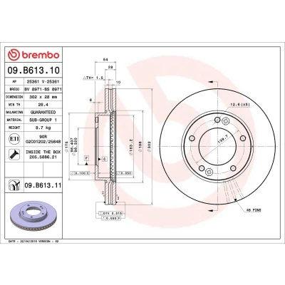 Billede af BREMBO COATED DISC LINE 09.B613.11 Bremseskiver 302 28 5 indvendigt ventileret coatet med skruer KIA: SORENTO 1