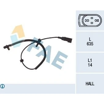 Billede af FAE 78035 ABS Sensor Bagaksel højre Hall princip 2 635 FORD: Focus Mk1 Hatchback, Stationcar