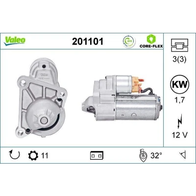 Billede af VALEO 201101 Starter 12 1,7 11 RENAULT: CLIO 2, MEGANE 1