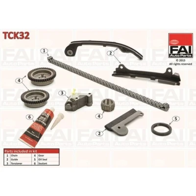 Billede af FAI AutoParts TCK32 Styrekædesæt med pakninger, tandhjul Simplex, Støjsvag kæde NISSAN: Primera Hatchback