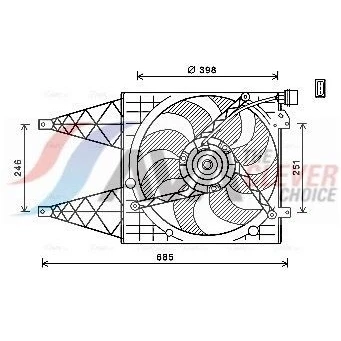 Billede af PRASCO VN7532 Køleventilator 392 12 med kølerventilatorramme (karm) SKODA: Fabia 2, VOLKSWAGEN: Polo IV Hatchback, Fox Hatchback