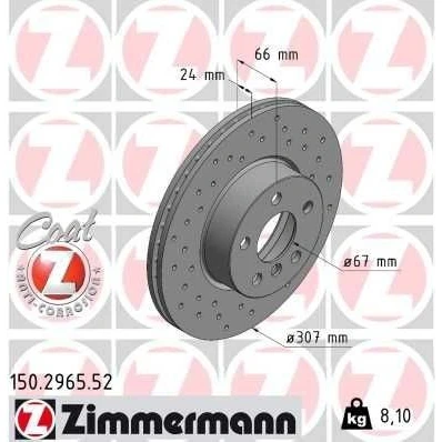 Billede af ZIMMERMANN 150.2965.52 Bremseskiver 307 24 6/5 5 112 indvendigt ventileret, hullet coatet højkarboniseret BMW: 3 Sedan, Touring