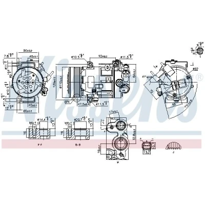 Billede af NISSENS 890420 Kompressor SD6C12 12 PAG 46 R 134a PEUGEOT: 508 I SW, 308 CITROËN: C5 III Stationcar, DS4 Hatchback, C4 II Hatchback