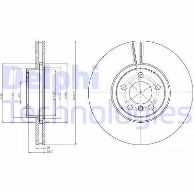 Billede af DELPHI BG9063C Bremseskiver 348 30 5 ventileret coatet ubehandlet uden hjullejer, ABS sensorring BMW: X5, X6