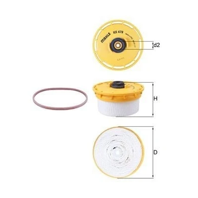 Billede af MAHLE ORIGINAL KX 479D Brændstoffilter Filterindsats TOYOTA: Land Cruiser 200, Prado 70 SUV