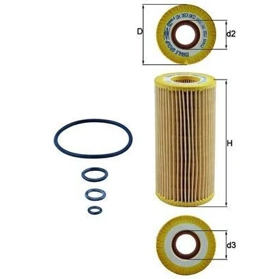 Billede af MAHLE ORIGINAL OX 383D Oliefilter Filterindsats MERCEDES BENZ: G klasse SUV, SL Cabriolet, S Sedan