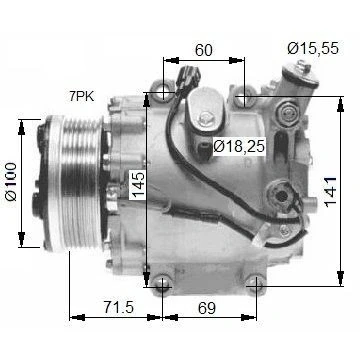 Billede af NRF 32491 Kompressor TRSE09 12 PAG 46 med kompressorolie HONDA: CIVIC 8 Hatchback