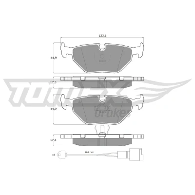 Billede af TOMEX brakes TX 10 701 Bremseklodser bagaksel Inkl. slidadvarselskontakt med tilbehør BMW: 3 Sedan, 5 Coupe