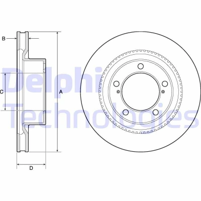 Billede af DELPHI BG9131 Bremseskiver 353 32 5 ventileret olieret ubehandlet uden hjullejer, ABS sensorring