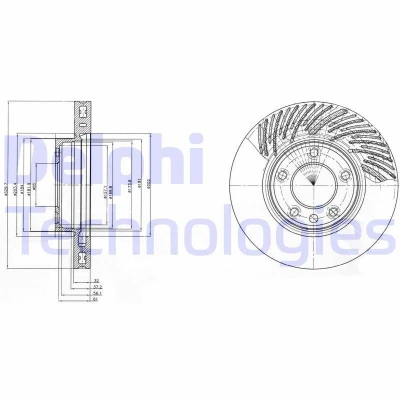 Billede af DELPHI BG9949 Bremseskiver 330 32 5 ventileret olieret ubehandlet uden hjullejer, ABS sensorring VOLKSWAGEN: Touareg I, II