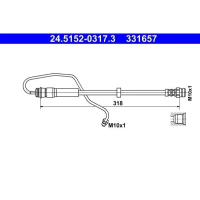 Billede af ATE 24.5152 0317.3 Bremseslange 318 M10x1