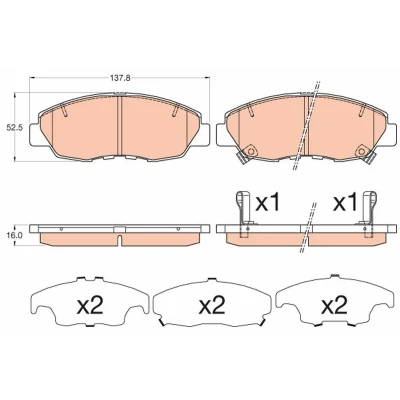 Billede af TRW GDB3609 Bremseklodser med akustisk advarsel for slid HONDA: CIVIC 9