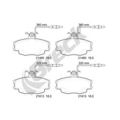 Billede af BRECK 21460 00 702 10 Bremseklodser Inkl. slidadvarselskontakt, med indbygget slidsensor tilbehør CITROËN: ZX Hatchback