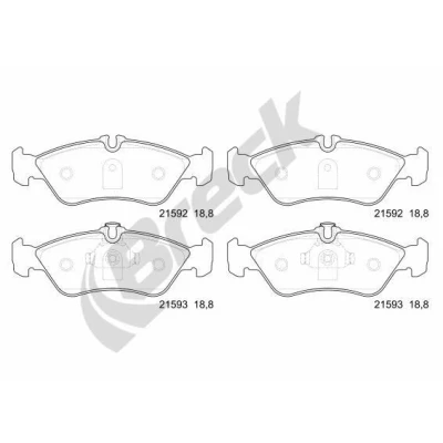 Billede af BRECK 21592 00 705 10 Bremseklodser Forberedt til slidindikator MERCEDES BENZ: Sprinter 4 T Ladvogn/Chassis, 3 Ladvogn/Chassis