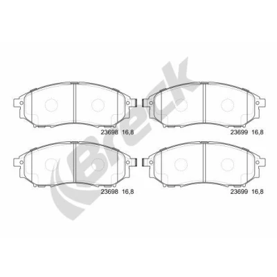 Billede af BRECK 23698 00 701 Bremseklodser Inkl. slidadvarselskontakt NISSAN: Qashqai / Qashqai+2 I, NP300 Navara Pick up