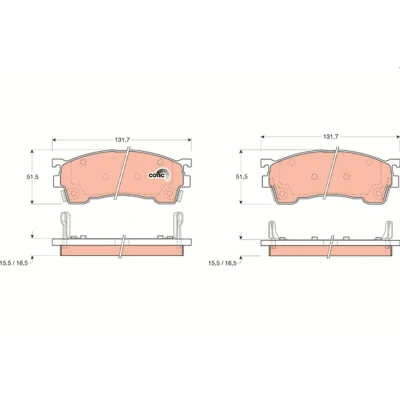 Billede af TRW COTEC GDB1139 Bremseklodser med akustisk advarsel for slid MAZDA: 323 F 6, 626 V Sedan, IV Hatchback