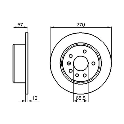 Billede af BOSCH Bremseskive OPEL: Omega A Sedan 10mm 5 110mm fuldstændigt olieret 0 986 478 267 E190R02C02410076,569101,90222362,90272328 Bremseskiver