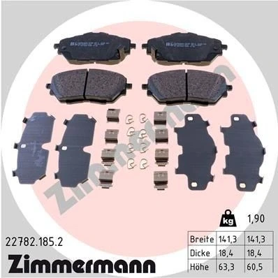 Billede af ZIMMERMANN 22782.185.2 Bremseklodser med akustisk advarsel for slid Billede svarer til leveringsomfang, fjeder TOYOTA: C HR