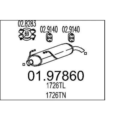 Billede af MTS 01.97860 Lydpotte 680 PEUGEOT: 206 Hatchback, 206+ Hatchback