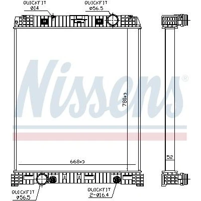Billede af NISSENS 67179 Radiator Aluminium 780 658 56 uden ramme Loddet køleripper