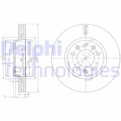 Billede af DELPHI BG4084 Bremseskiver 280 28 5 ventileret olieret ubehandlet uden hjullejer, ABS sensorring PEUGEOT: Expert II Van, Tepee