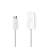 Billede af USB adapter 3.2 Gen 1 Type C Han RJ45 (8P8C) Hun 1000 Mbps 0.20 m Runde Nikkelplateret PVC Hvid Plastikpose
