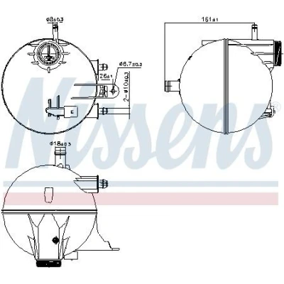 Billede af NISSENS 996295 Ekspansionsbeholder 2,1 med kølemiddelstandssensor uden låg MERCEDES BENZ: Sprinter 3.5 T Van, Bus, 5 Van