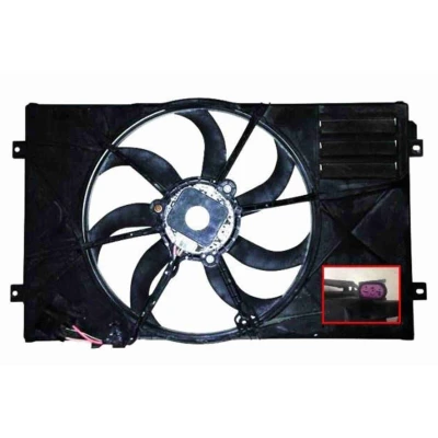 Billede af VEMO V15 01 1920 Køleventilator 410 12 400 med holderamme VOLKSWAGEN: Golf 5, 6, Passat B6 Variant, SKODA: Octavia 2 Combi, AUDI: A3 Sportback