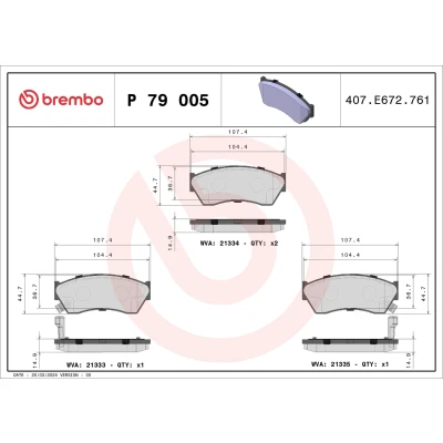 Billede af BREMBO P 79 005 Bremseklodser med akustisk advarsel for slid uden tilbehør SUZUKI: Alto V, SWIFT 2